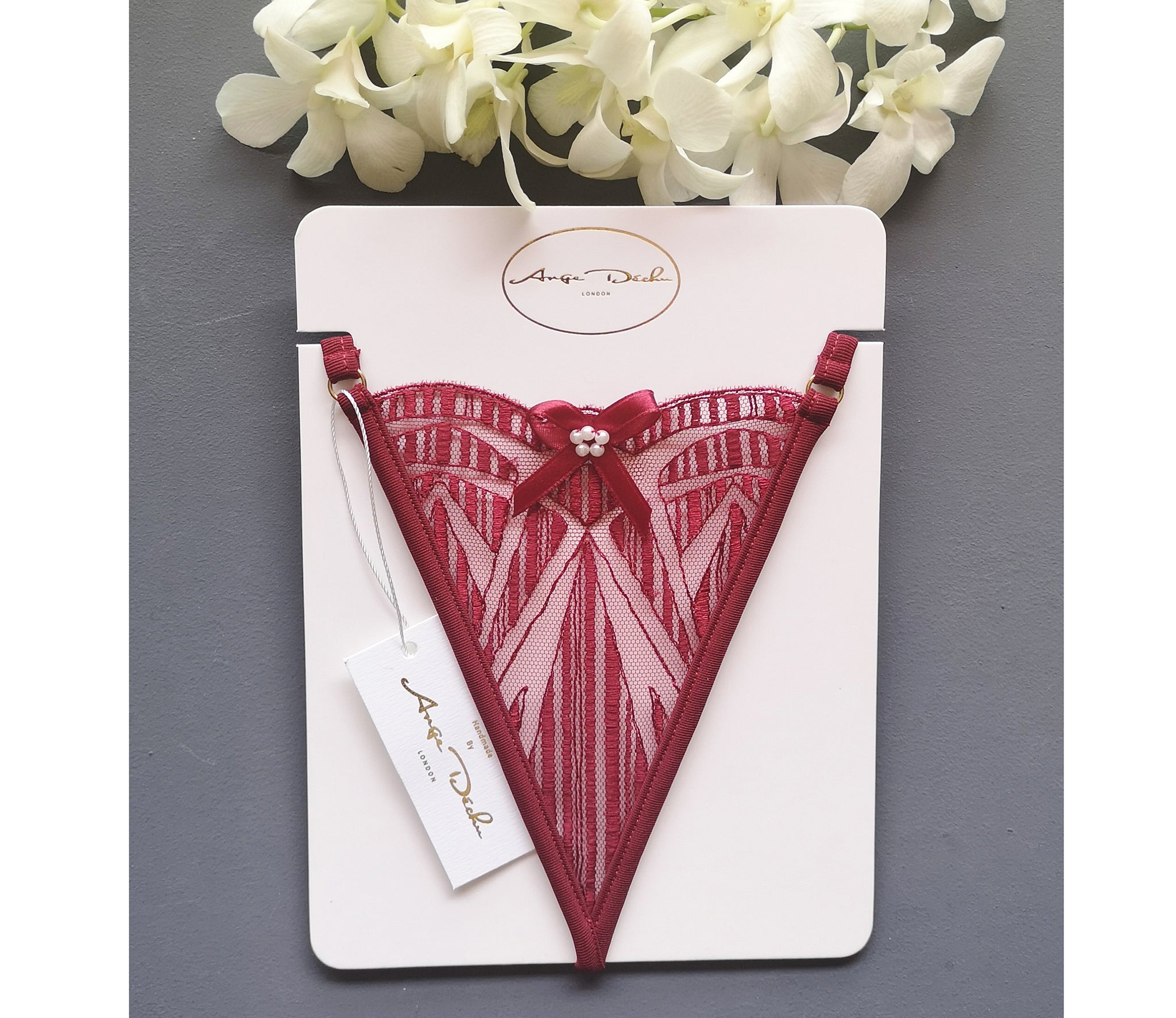 Sheer lingerie panties g string in see through red lace sexy bridal lingerie gift for her