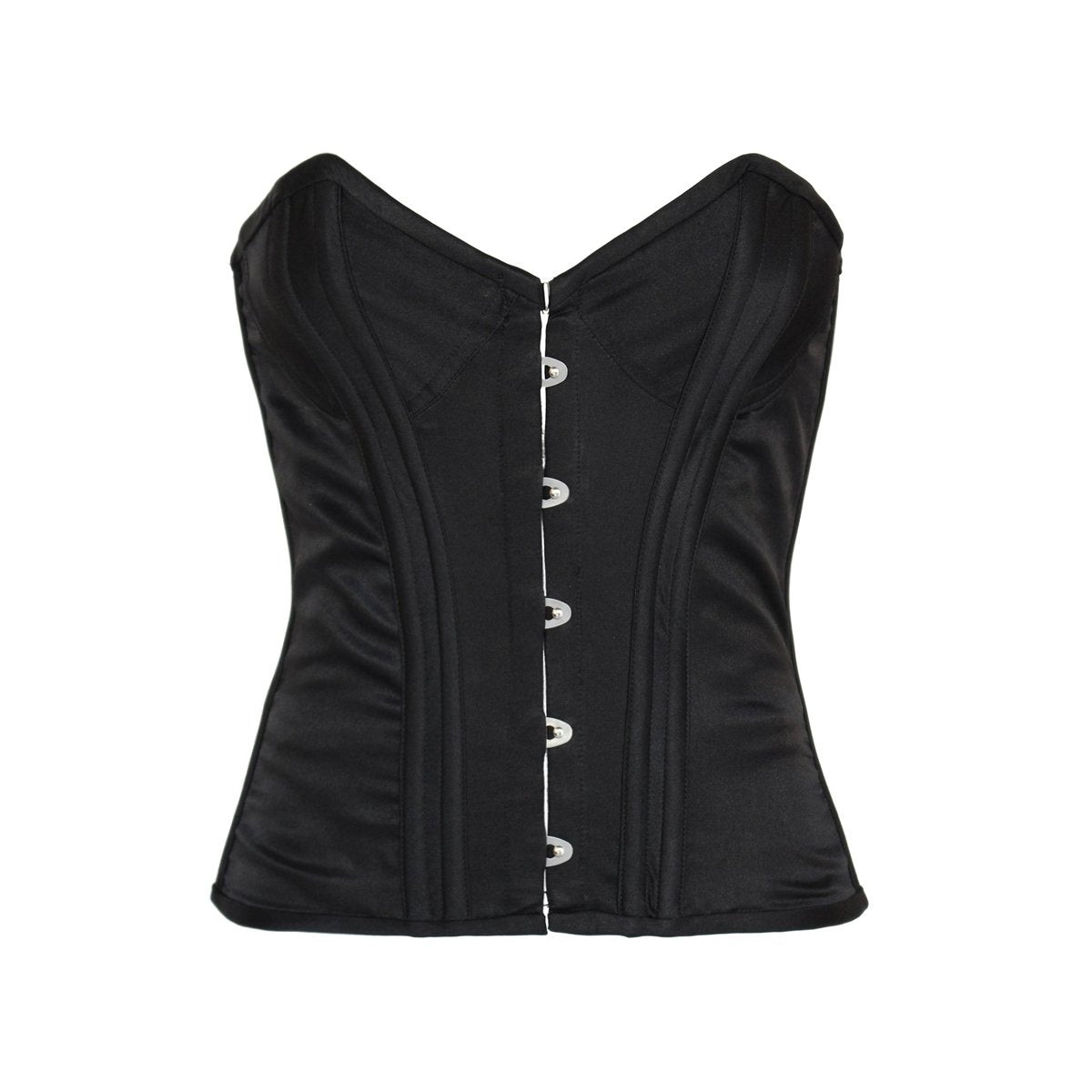 Black satin corset overbust fashion corset clubwear goth vintage look top By Ange Déchu - Ange Déchu
