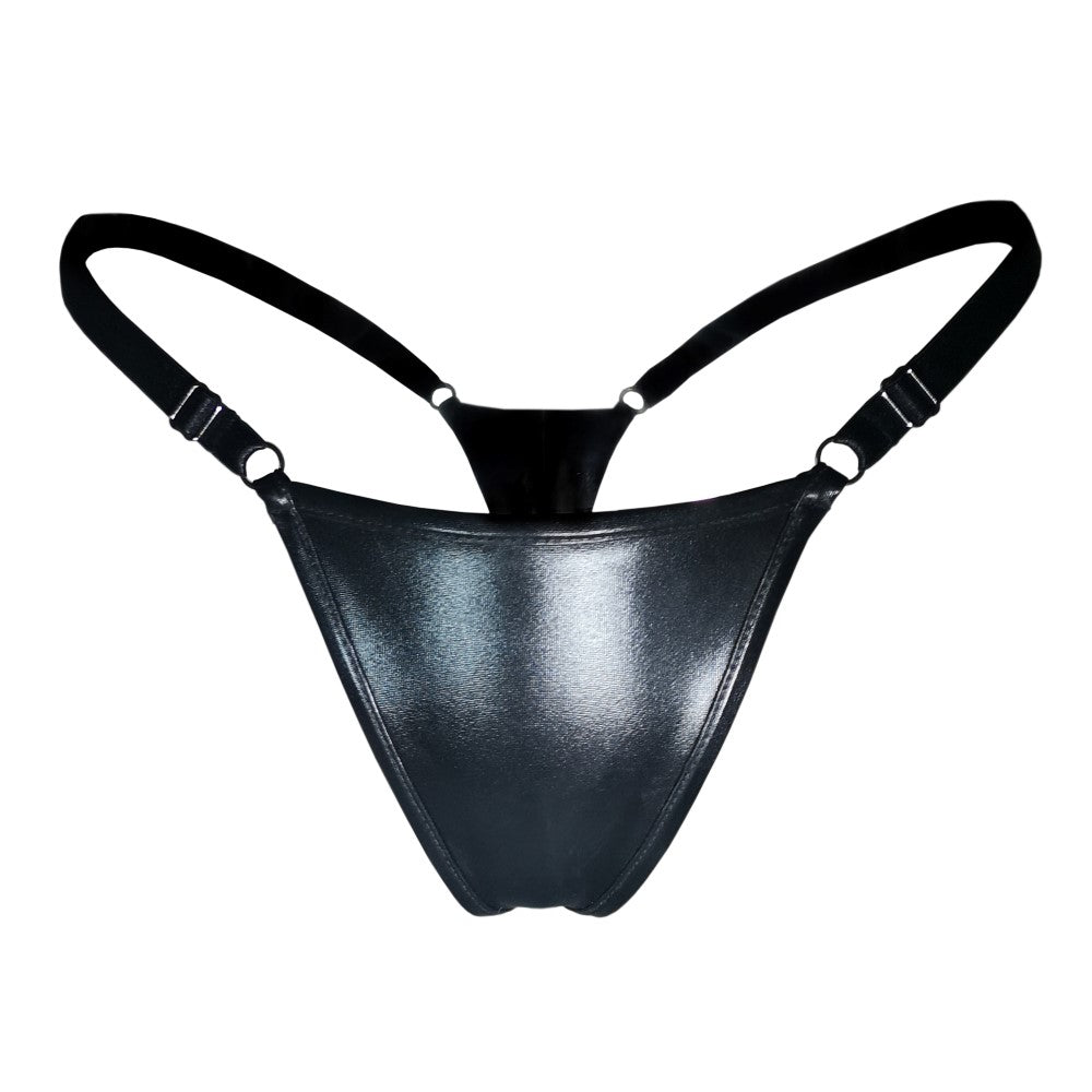 Black wet look lingerie pantie G-strings thong By Ange Déchu - Ange Déchu