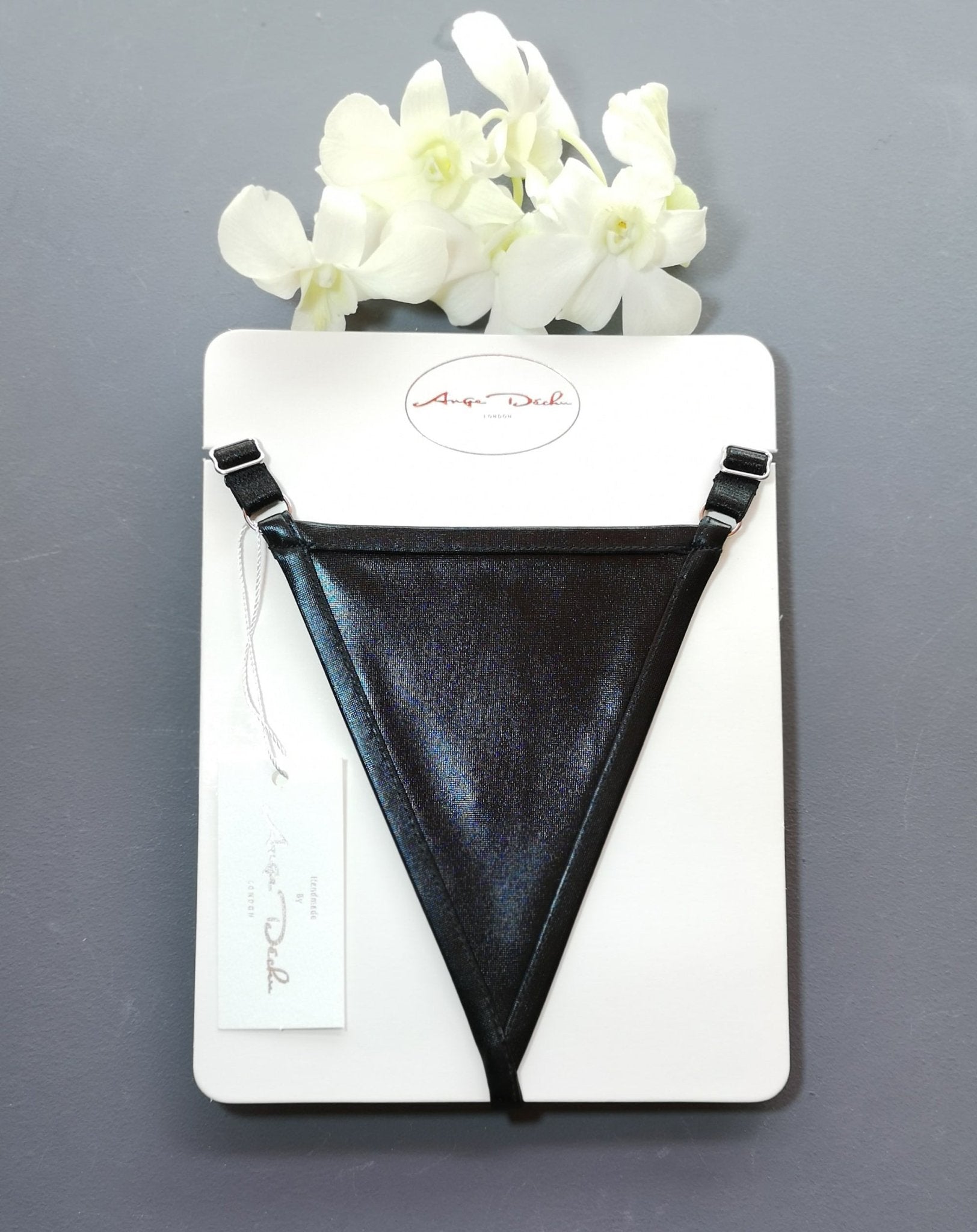 Black wet look lingerie pantie G-strings thong By Ange Déchu - Ange Déchu
