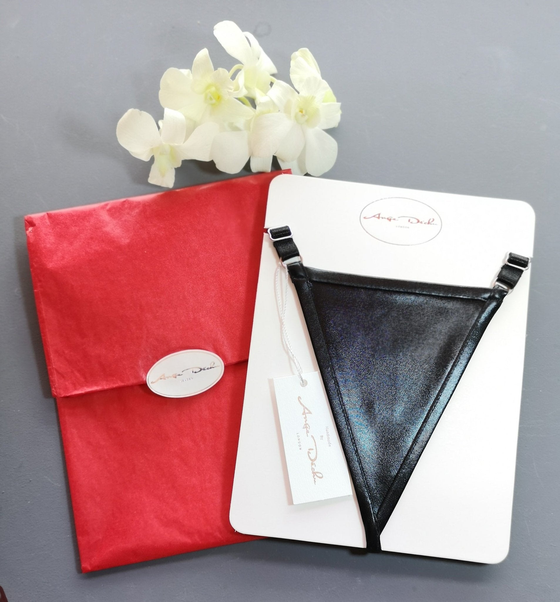 Black wet look lingerie pantie G-strings thong By Ange Déchu - Ange Déchu