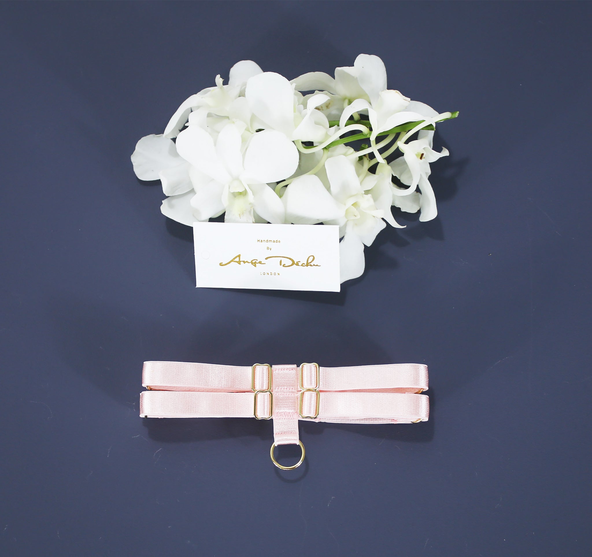 Body harness set in peach pink with choker sexy lingerie bridal garter belt harness garter and suspender boudoir gift for her - Ange Déchu