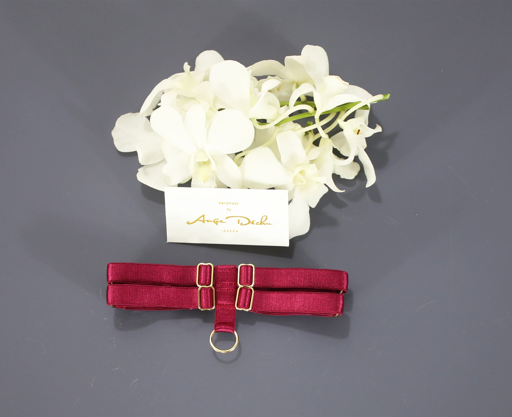 Body harness set in red with choker sexy garter belt harness garter and suspender boudoir gift for her - Ange Déchu