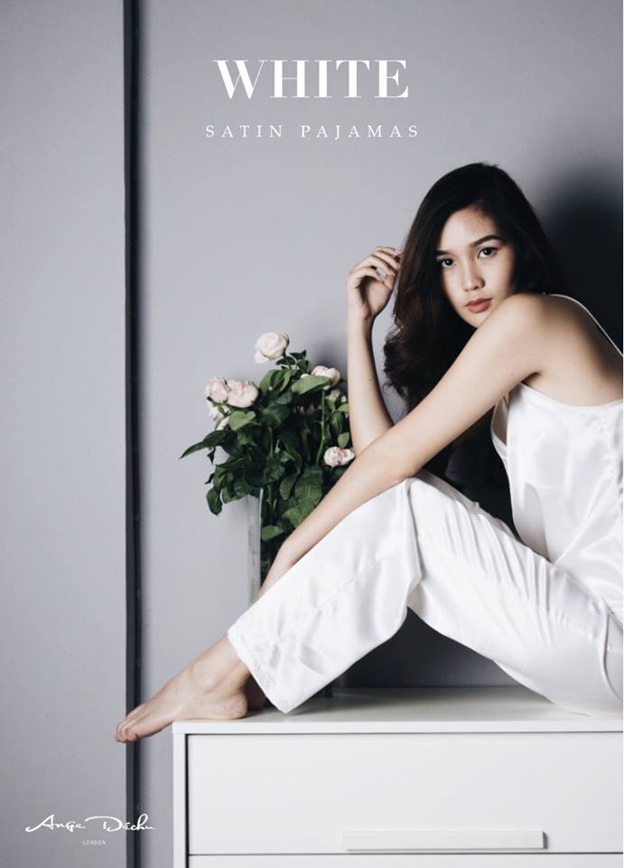 Luxury white satin pajama set bridal nightwear sleepwear loungewear handmade by Ange Dechu - Ange Déchu