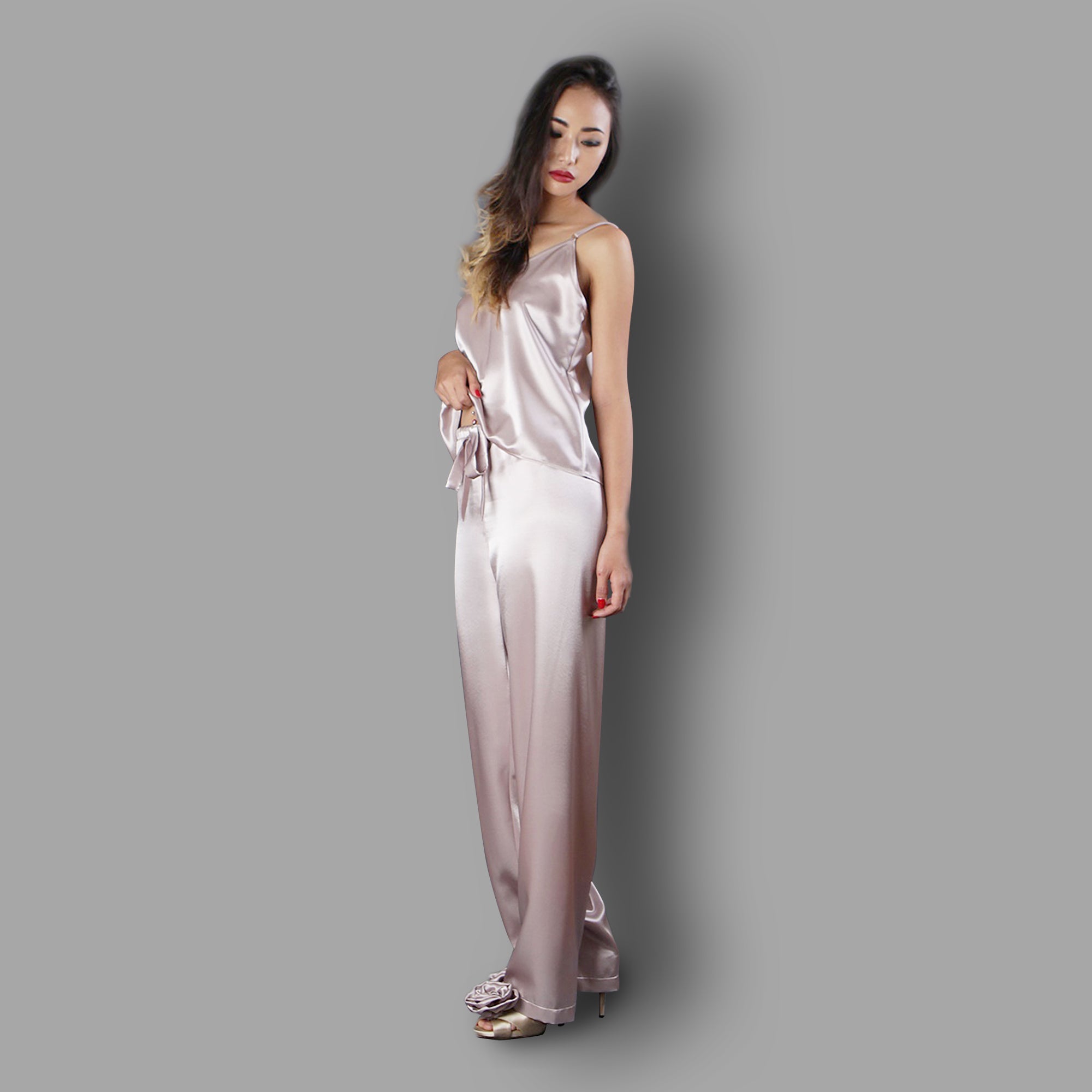 Pajama set camisole top satin luxury nightwear lounge wear sleepwear bridal gift by Ange Dechu - Ange Déchu