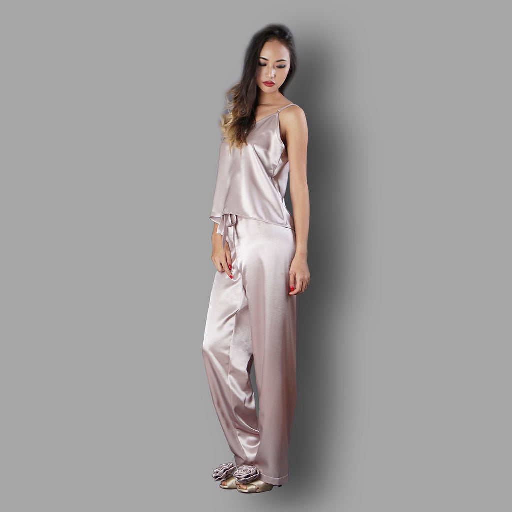 Pajama set camisole top satin luxury nightwear lounge wear sleepwear bridal gift by Ange Dechu - Ange Déchu