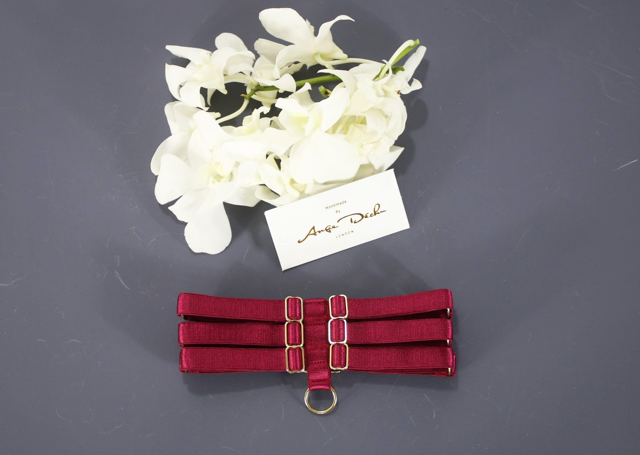 Red choker sexy boudoir body harness retro dance wear club wear - Ange Déchu