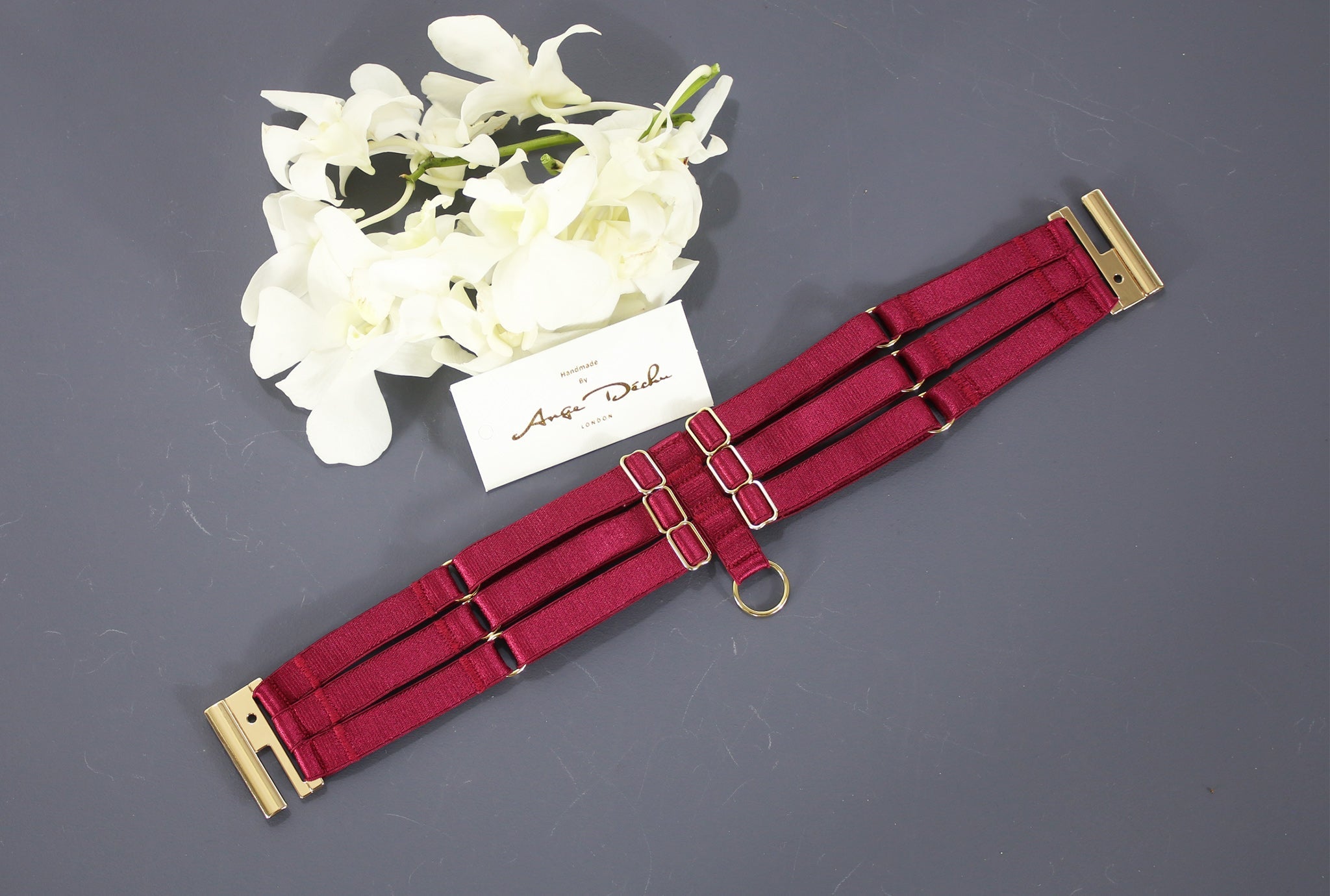 Red choker sexy boudoir body harness retro dance wear club wear - Ange Déchu