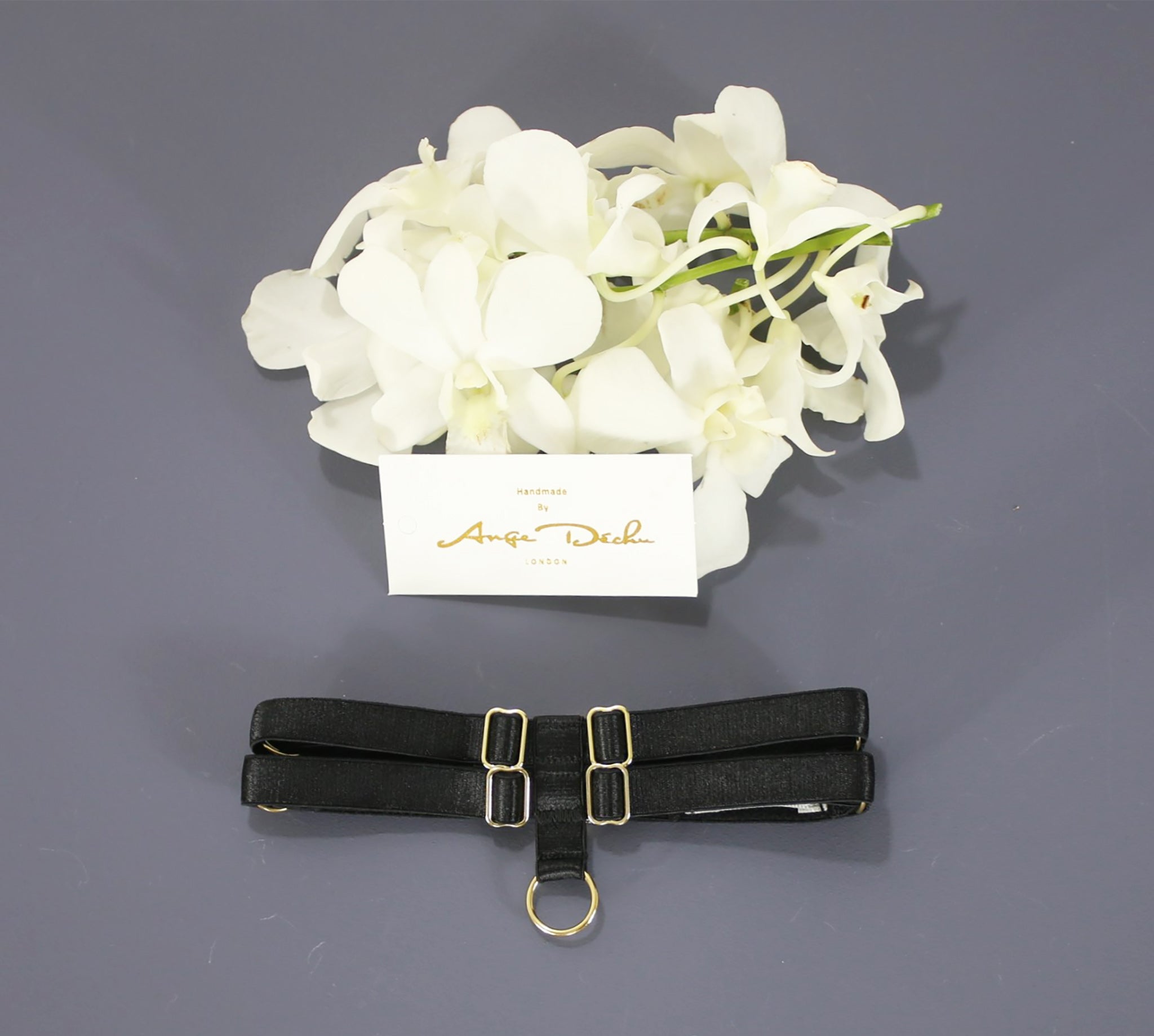 Sexy body harness set black with choker sexy lingerie garter belt harness garter and suspender boudoir gift for her - Ange Déchu