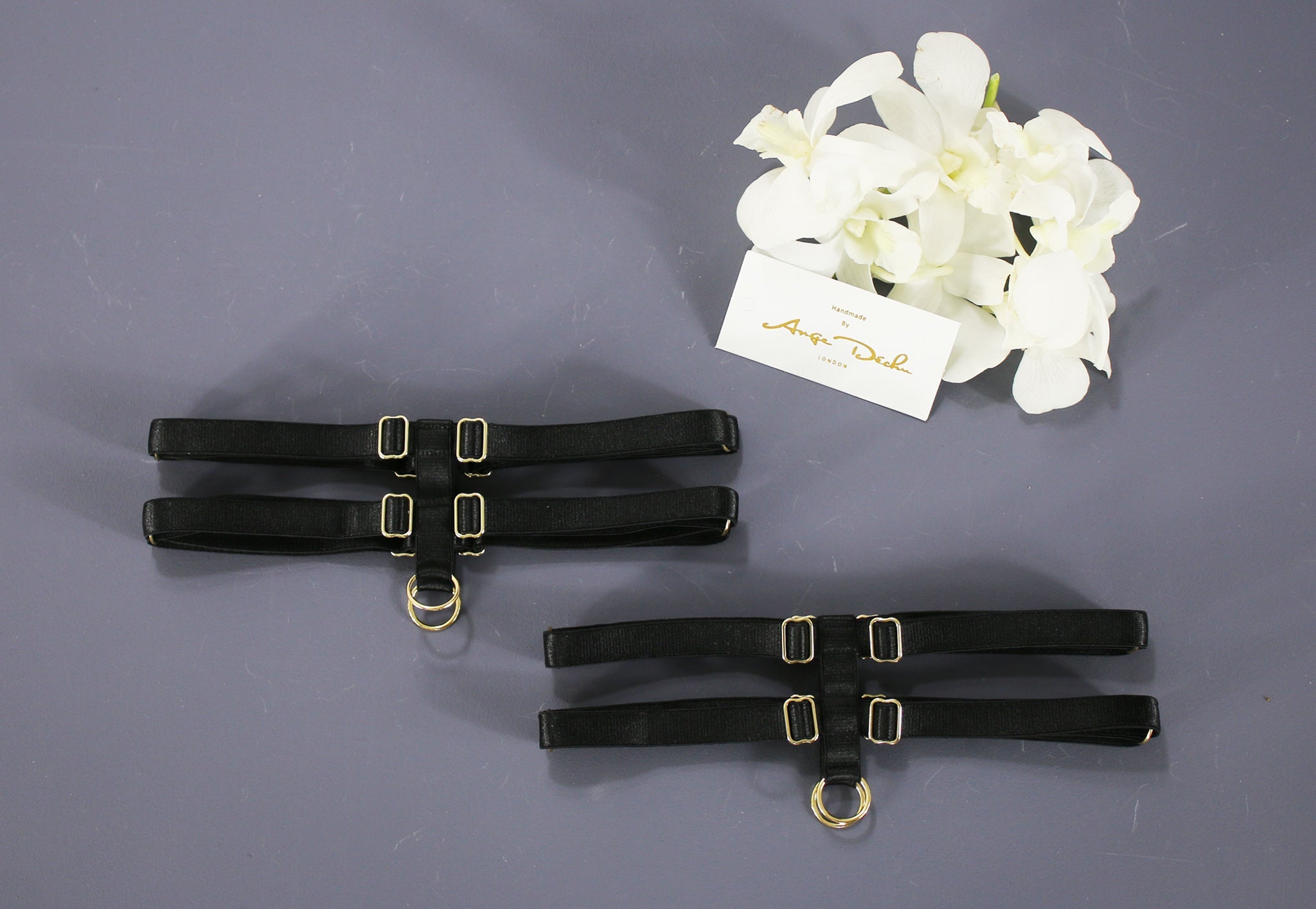 Sexy body harness set black with choker sexy lingerie garter belt harness garter and suspender boudoir gift for her - Ange Déchu