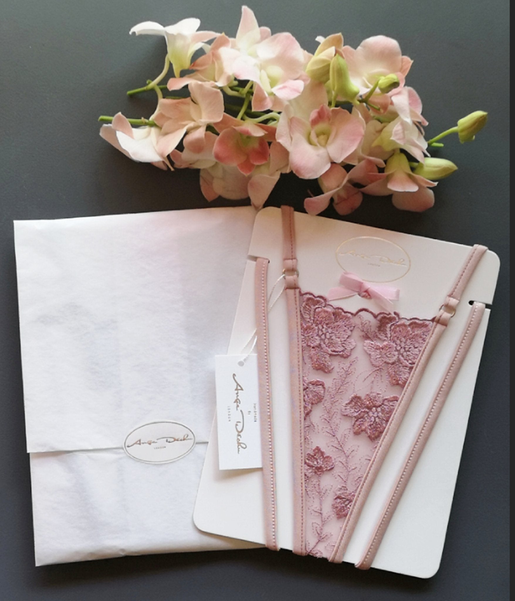 Sexy see through sheer lingerie set with bralette bra panties G string and choker in pink lace erotic boudoir and bridal gift for her - Ange Déchu