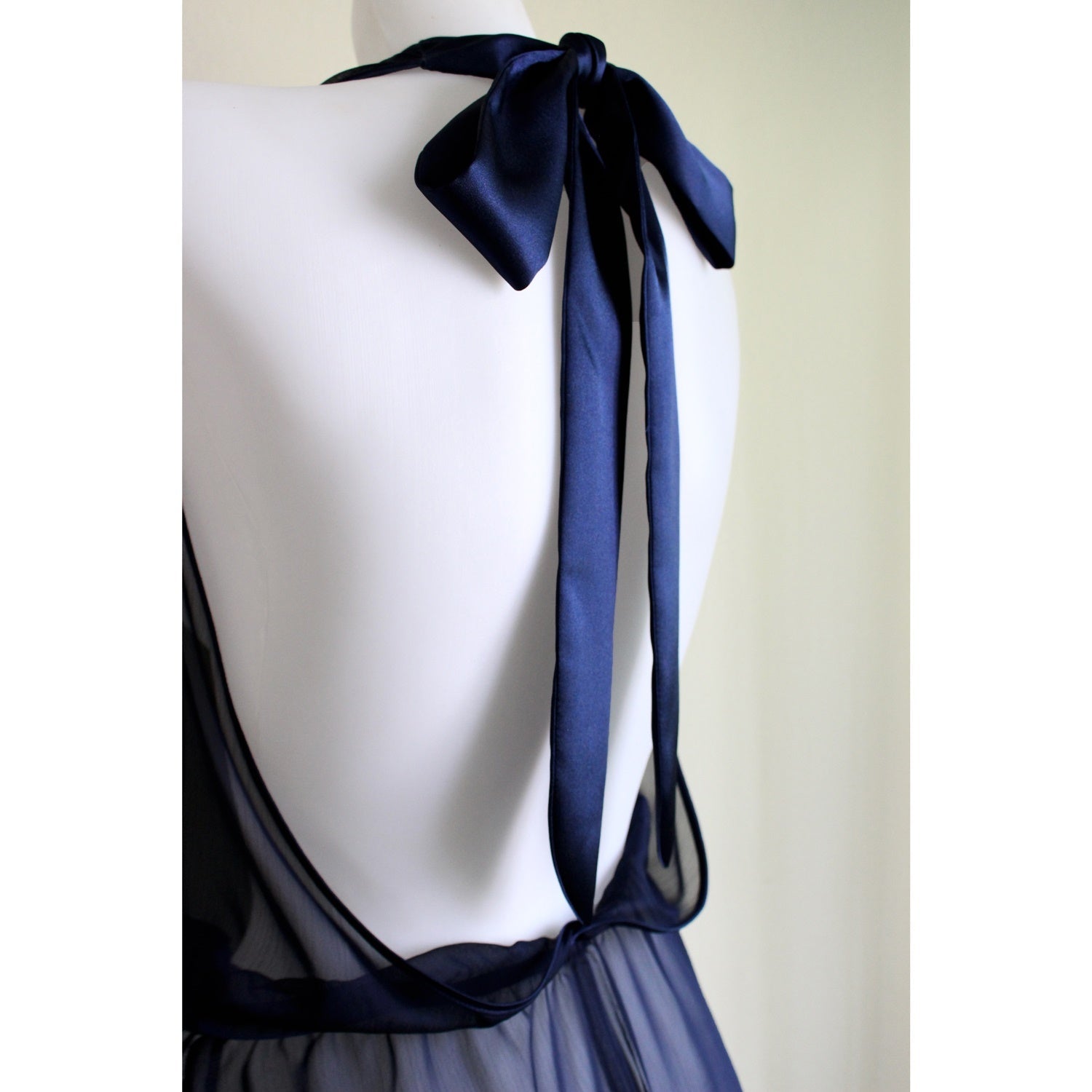 Sheer lingerie backless bridal lingerie see through blue teddy playsuit hand made by Ange Dechu - Ange Déchu