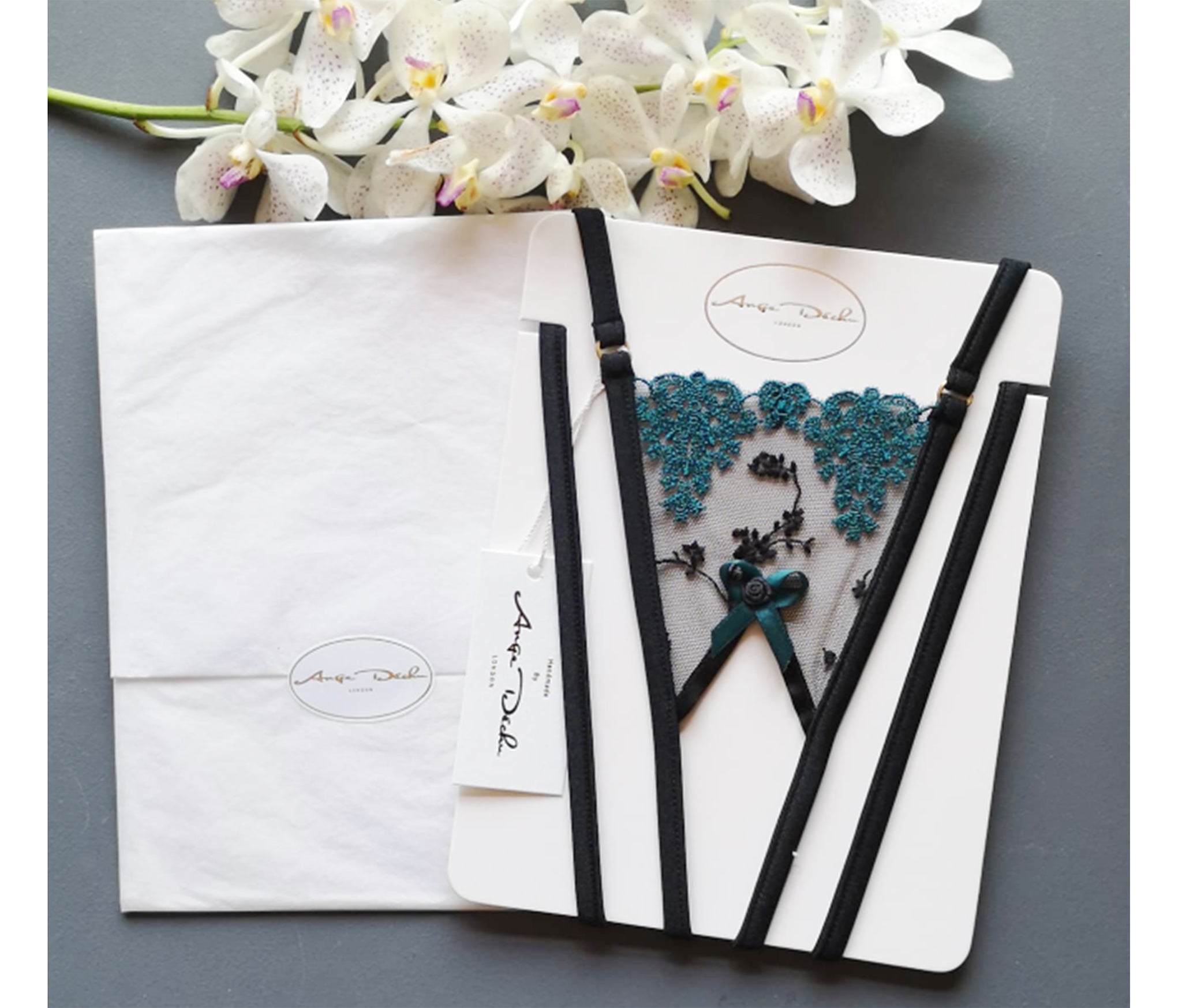 Sheer lingerie open crotch panties G string in black and turquoise see through thong in black and turquoise . - Ange Déchu