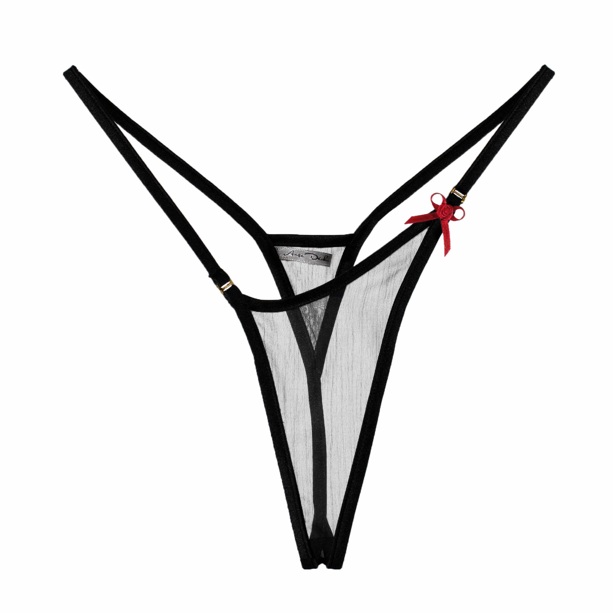 Sheer lingerie panties erotic lingerie see through panties sexy G string gift for her thong in black - Ange Déchu