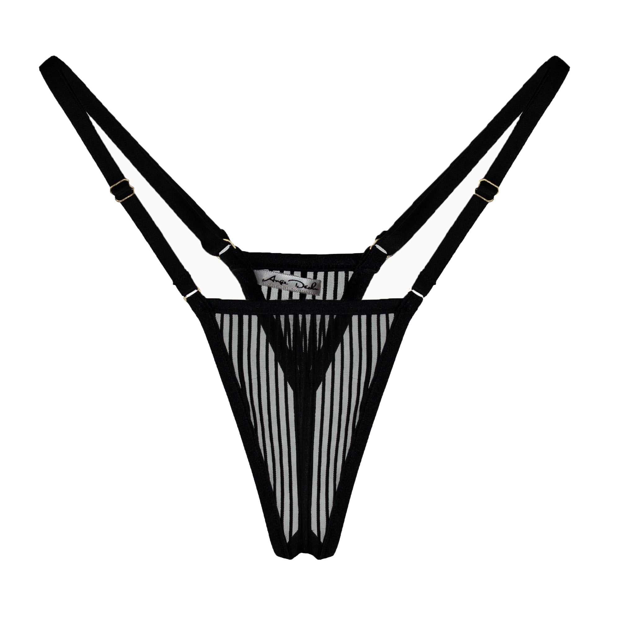 Sheer lingerie panties see through sexy black g string thong adjustable strappy lingerie hand made gift for her - Ange Déchu