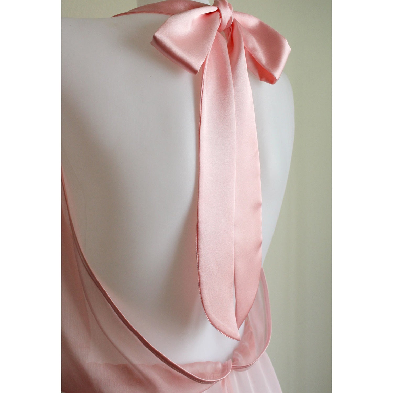 Sheer lingerie see through backless pink sexy teddy playsuit hand made by Ange Dechu - Ange Déchu