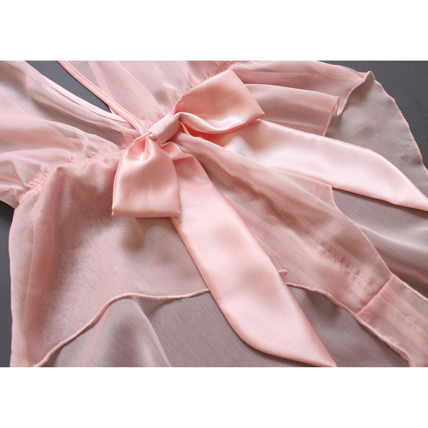 Sheer lingerie see through backless pink sexy teddy playsuit hand made by Ange Dechu - Ange Déchu