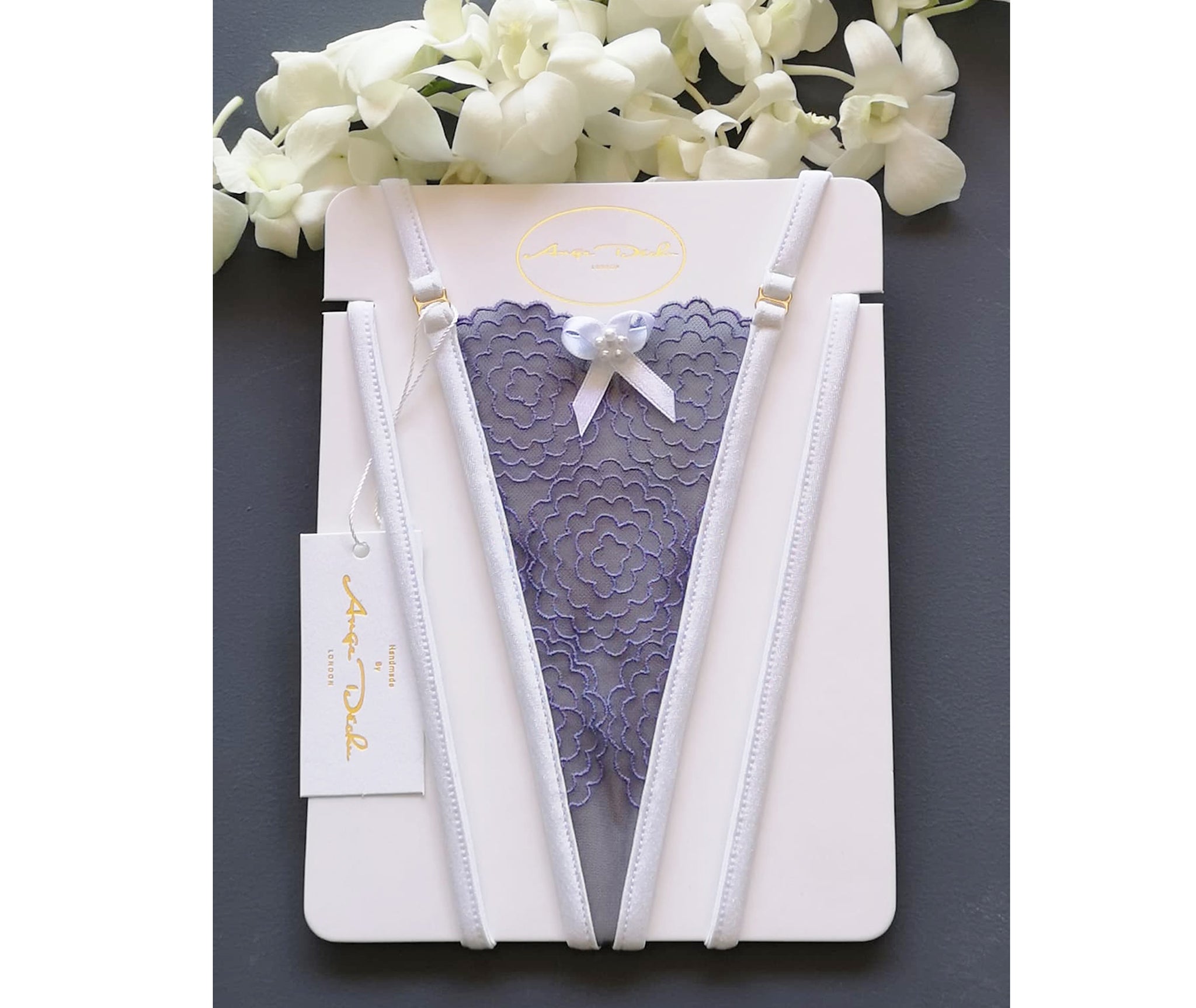 Sheer lingerie see through panties sexy boudoir lingerie gift for her G string thong in Lavender lace - Ange Déchu