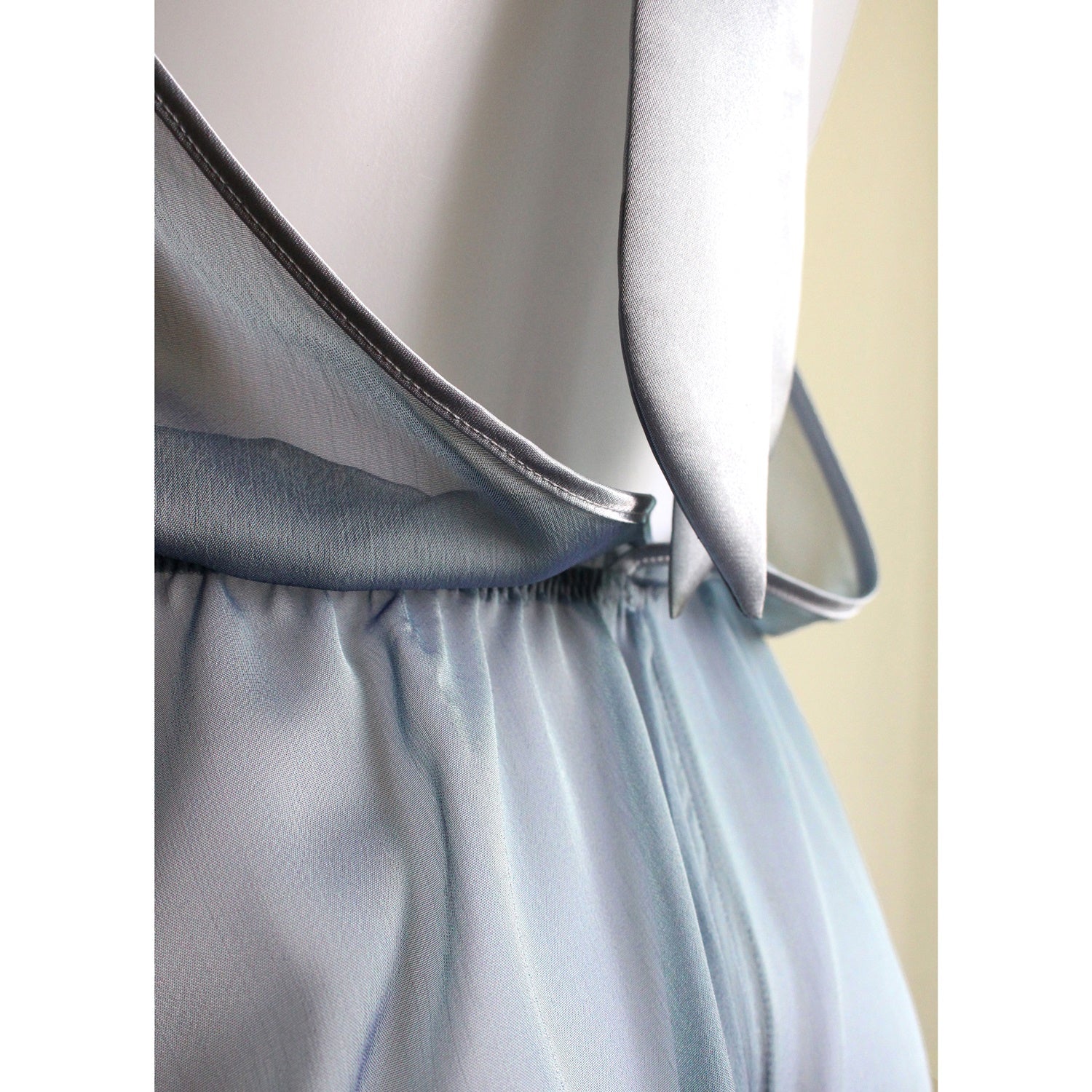 Sheer lingerie see through sexy backless light blue teddy playsuit hand made by Ange Dechu - Ange Déchu