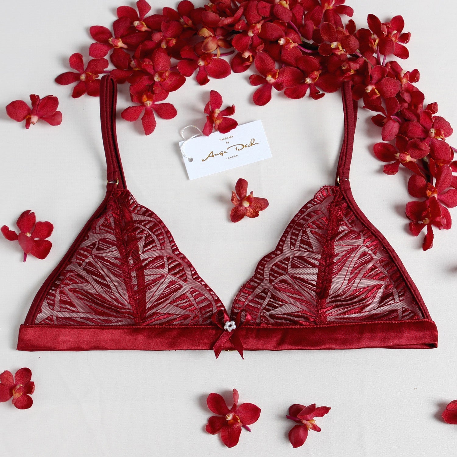 Sheer Lingerie set bralette g string /pantie/thong choker in erotic lingerie red - Ange Déchu