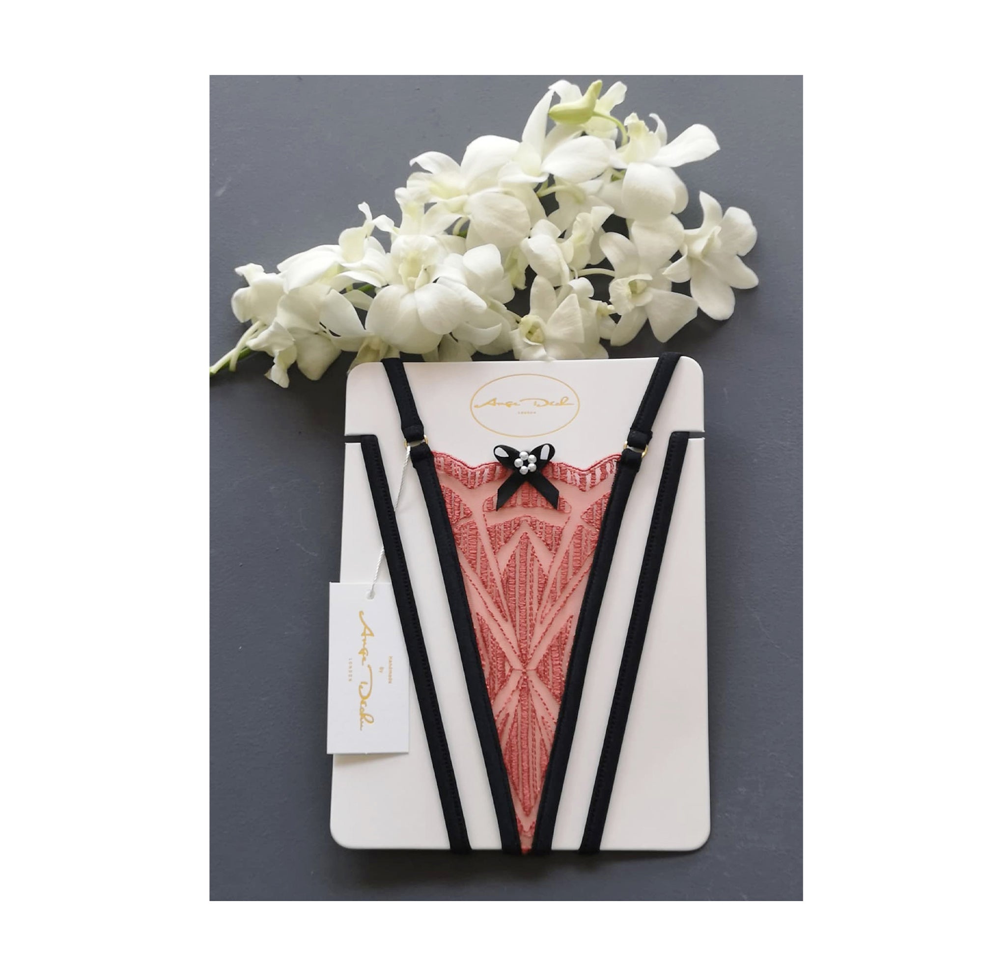 Sheer lingerie set in see through lace sexy boudoir lingerie bralette bra G string panties and choker - Ange Déchu