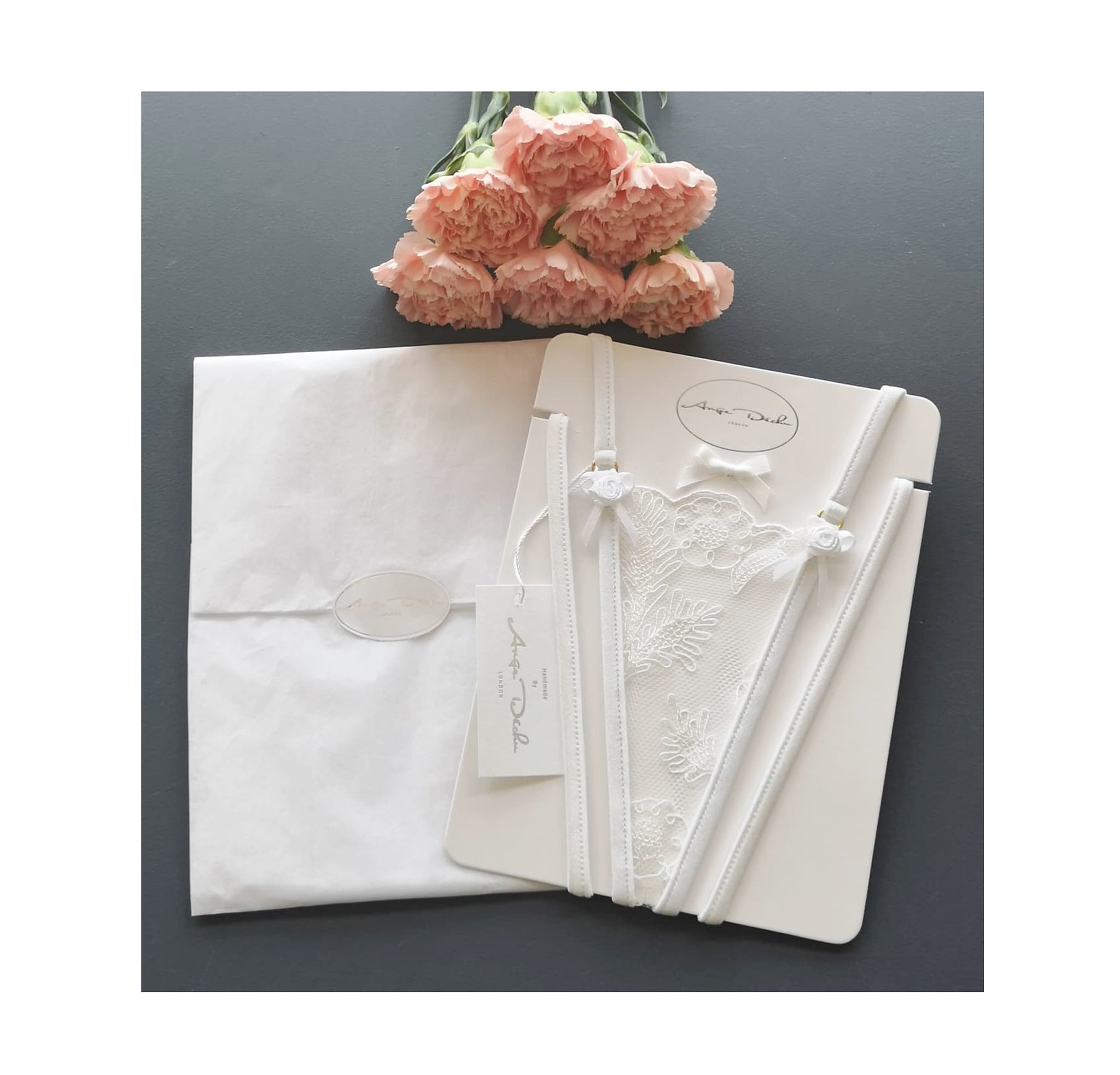 Sheer lingerie set in see through white lace sexy boudoir lingerie with choker ,G string panties and bralette bra . Bridal gift for her . - Ange Déchu