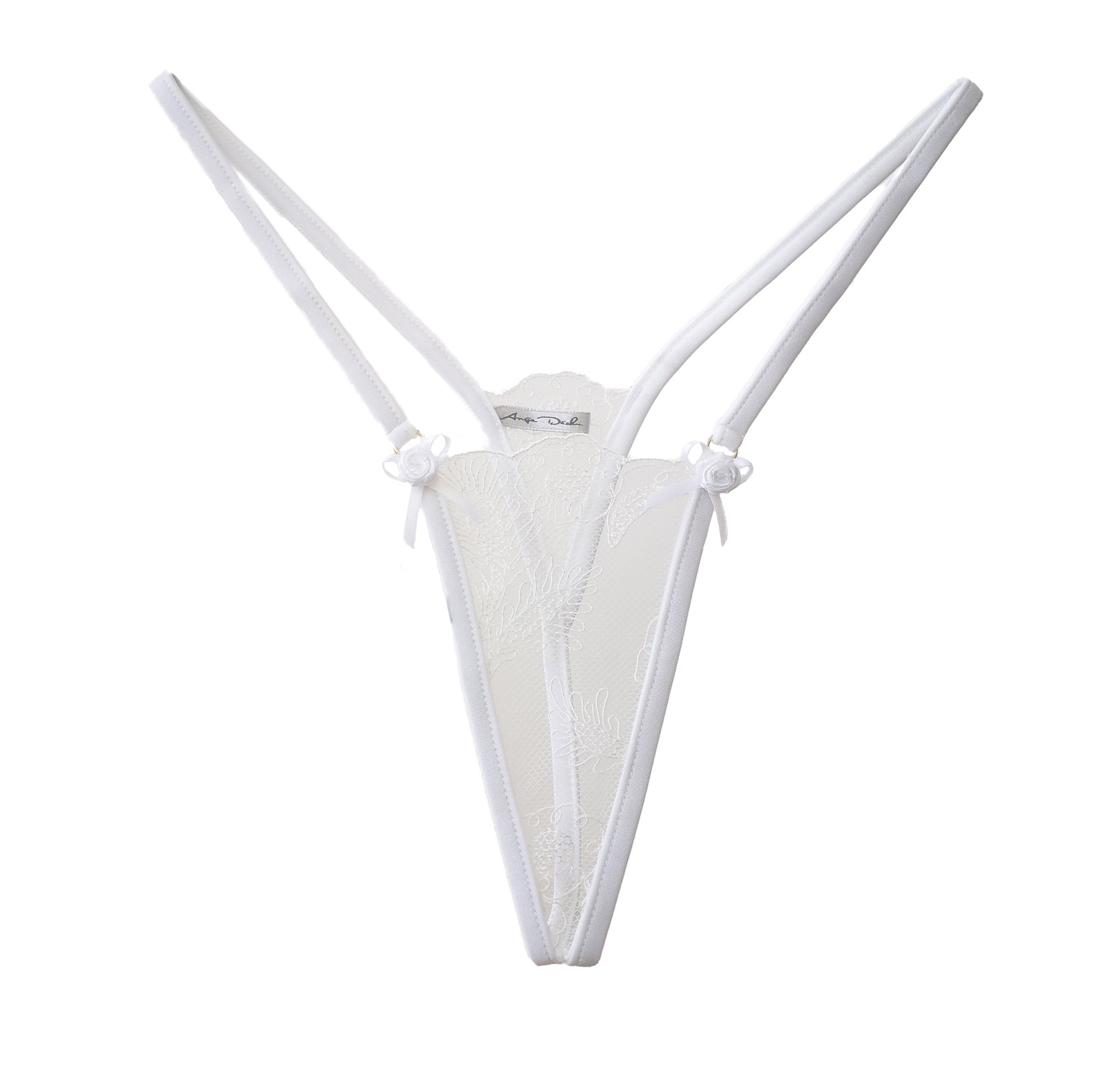 Sheer lingerie set in see through white lace sexy boudoir lingerie with choker ,G string panties and bralette bra . Bridal gift for her . - Ange Déchu