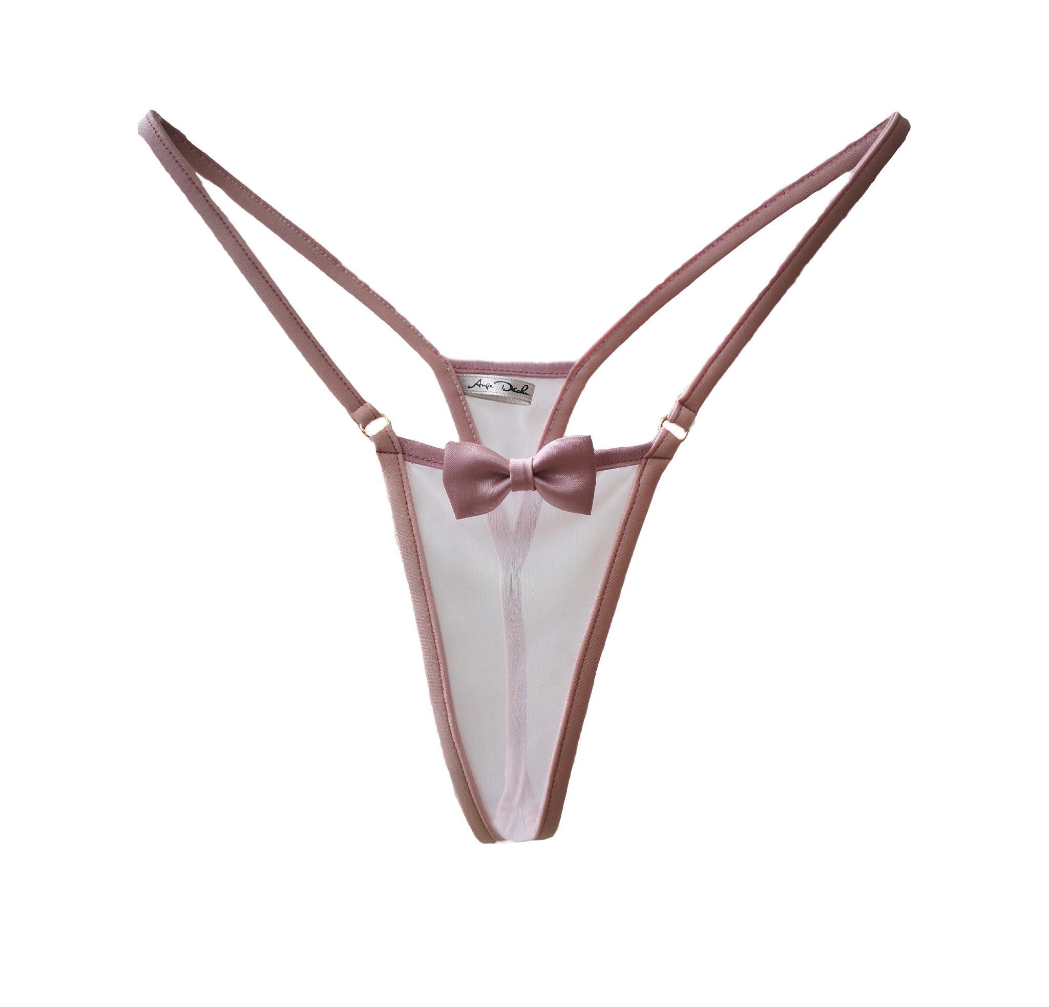 Sheer lingerie set with G string panties and bralette bra in see through white chiffon sexy boudoir lingerie - Ange Déchu