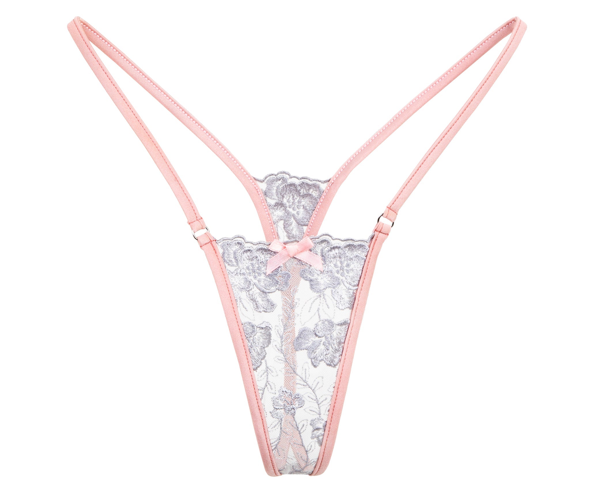 Sheer see through grey lace panties for sexy girls g strings for sexy butts - Ange Déchu