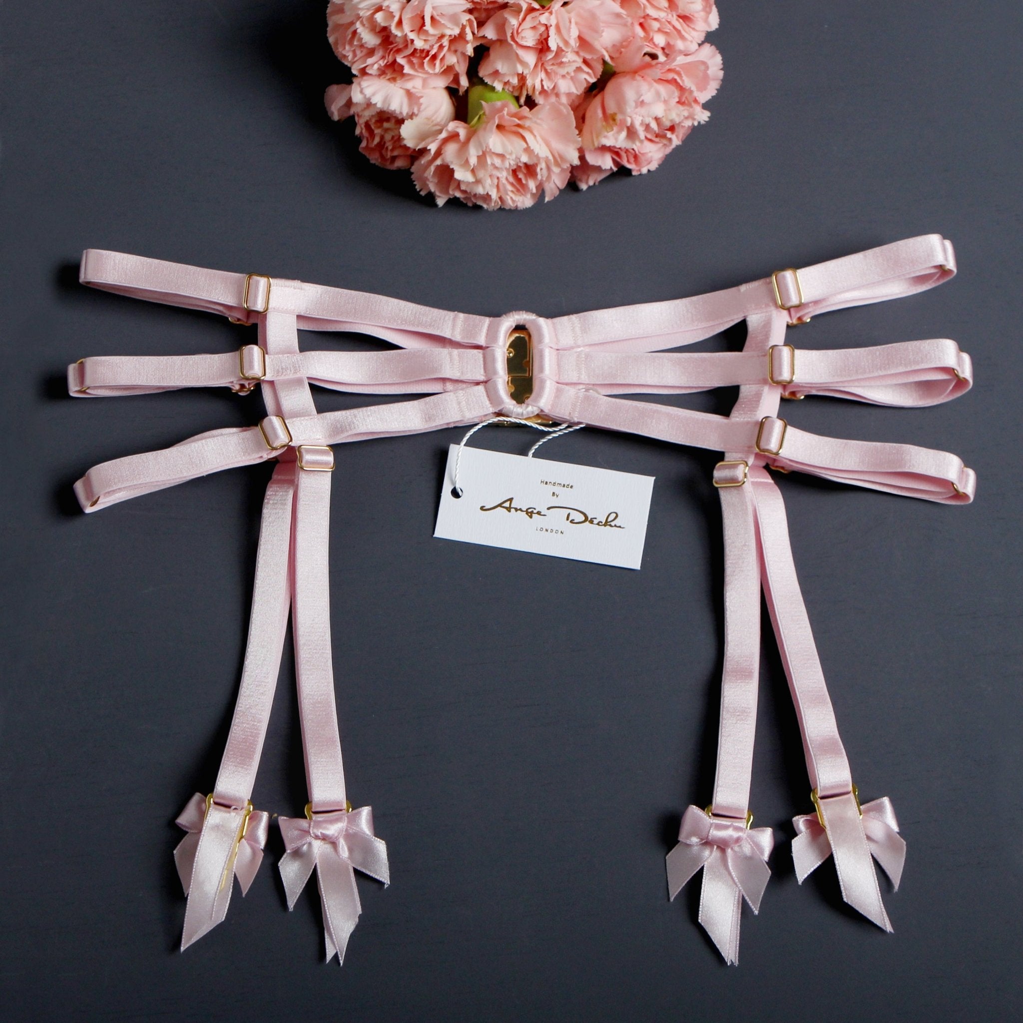 Strappy harness waist belt, Strappy suspender belt, Pink lingerie, Harness waist belt, Dancewear, Bondage lingerie, Fetish Dominatrix outfit, Erotic lingerie, Bridal lingerie by Ange Dechu - Ange Déchu