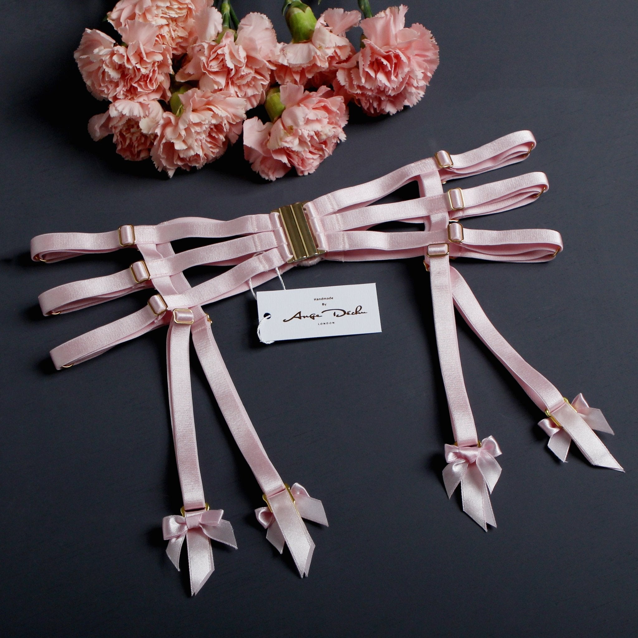 Strappy harness waist belt, Strappy suspender belt, Pink lingerie, Harness waist belt, Dancewear, Bondage lingerie, Fetish Dominatrix outfit, Erotic lingerie, Bridal lingerie by Ange Dechu - Ange Déchu