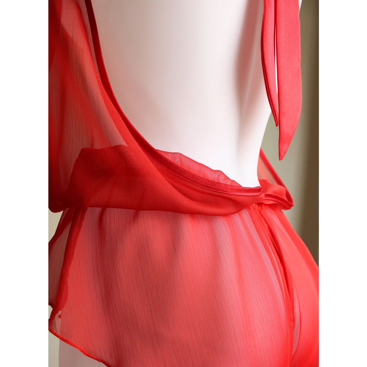 Sheer lingerie Backless Red See through Erotic Lingerie sexy Teddy Play Suit - Ange Déchu