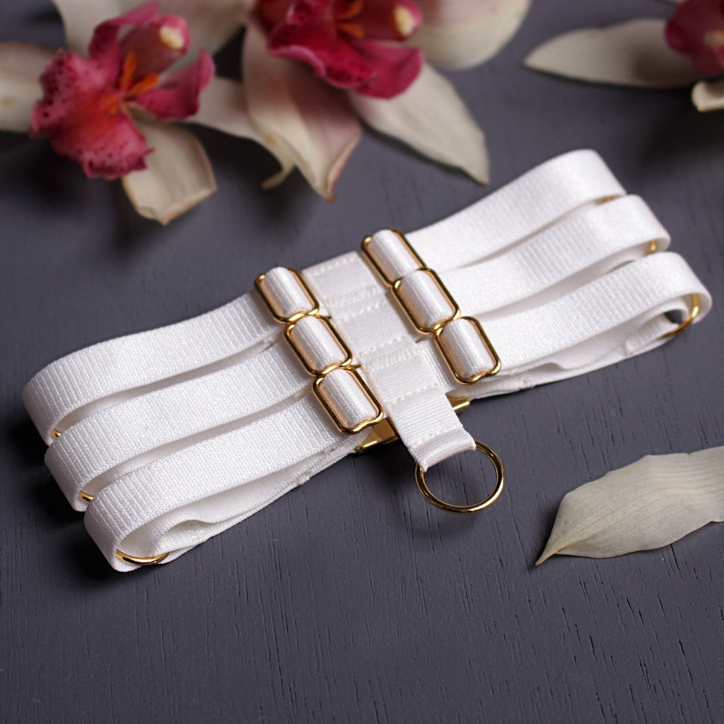 White choker, strappy choker, Neck accessories, Bridalwear - Ange Déchu