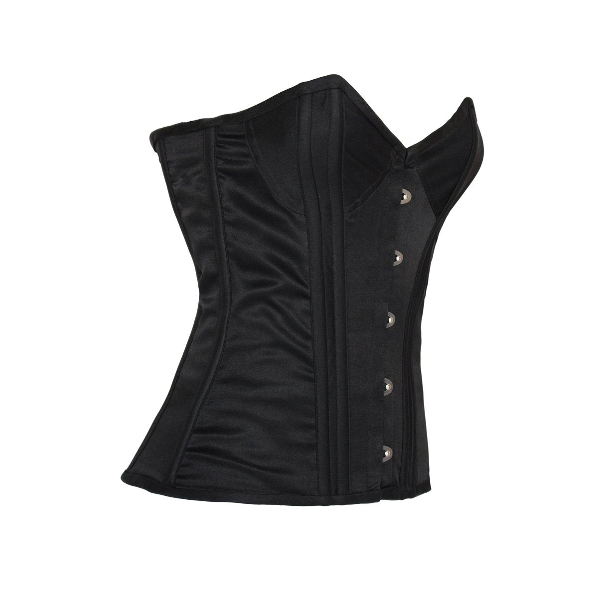 Black satin corset overbust fashion corset clubwear goth vintage look top By Ange Déchu - Ange Déchu