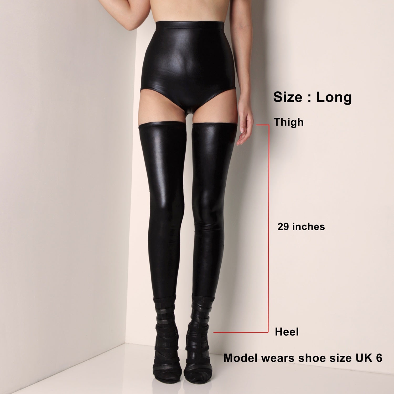 Black wet Look stockings club wear dance wear by Ange Dechu - Ange Déchu
