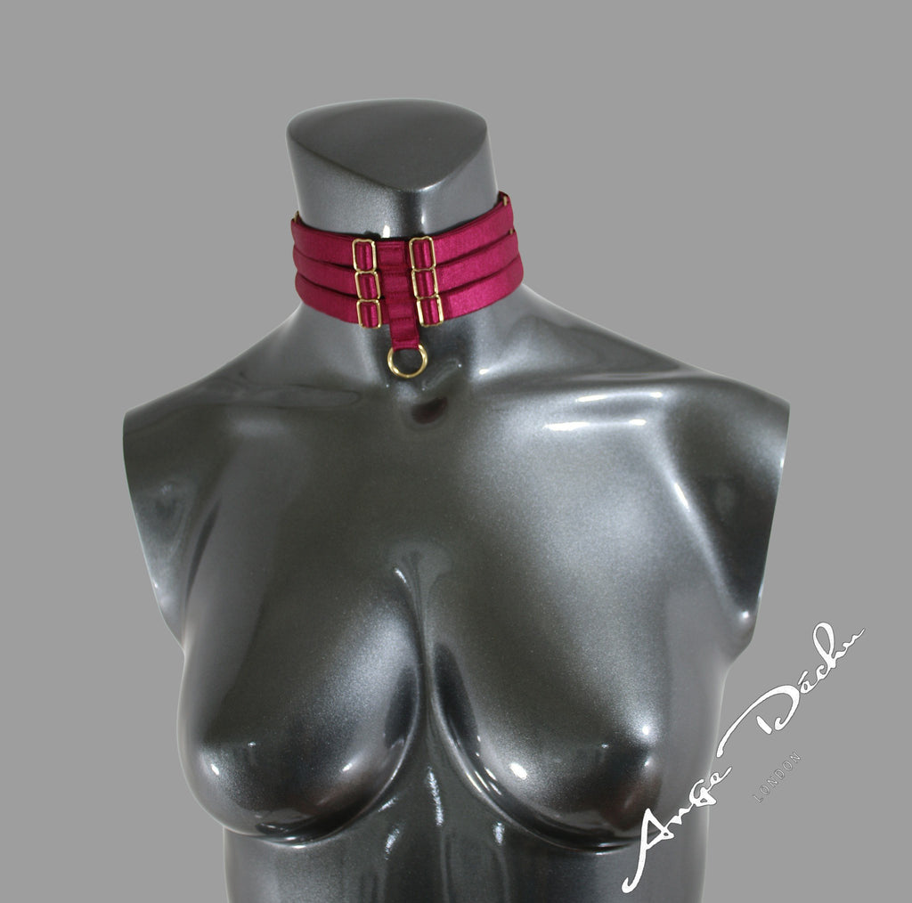 Red choker sexy boudoir body harness retro dance wear club wear - Ange Déchu