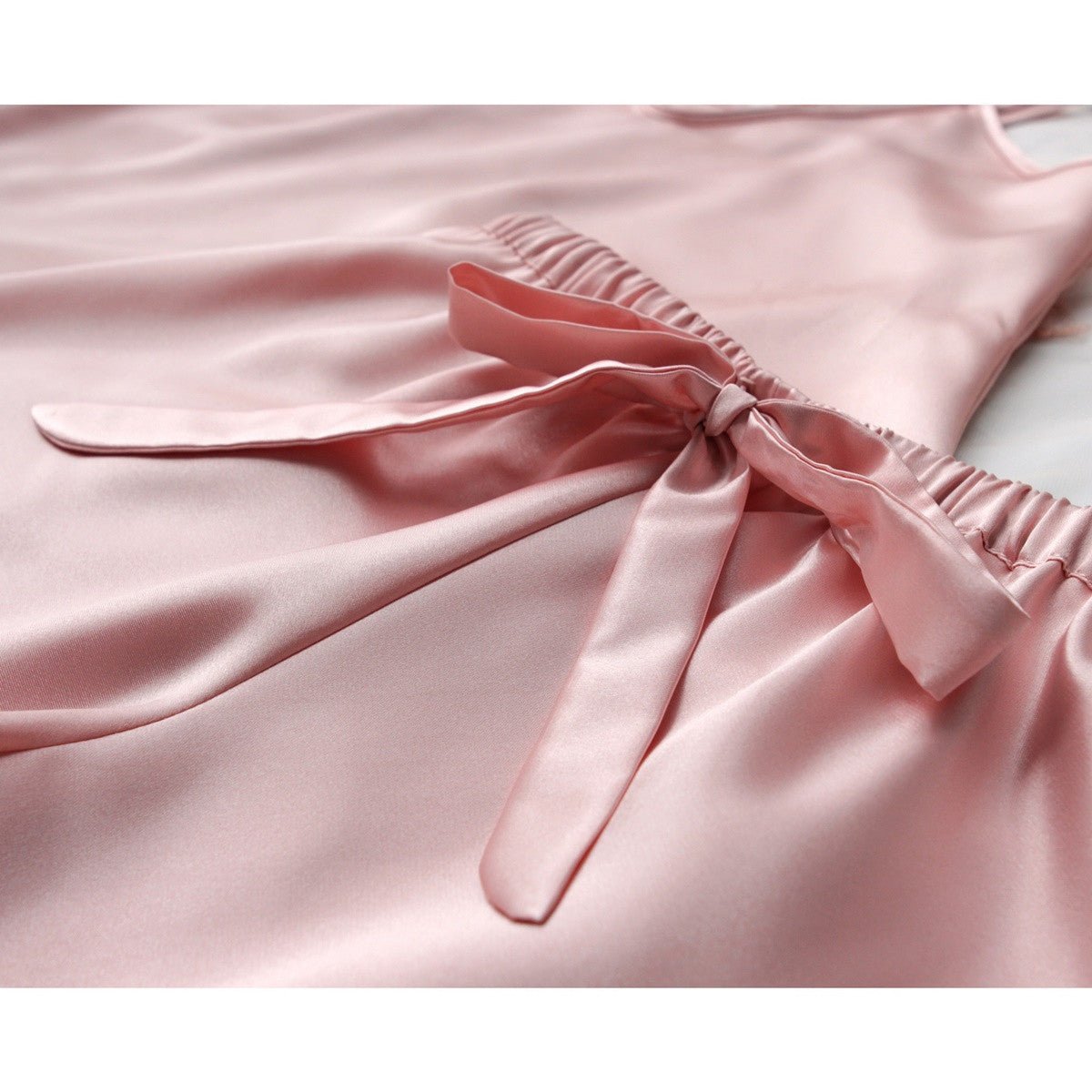Satin pajama luxury nightwear loungewear sleepwear handmade in peach satin by Ange Dechu - Ange Déchu