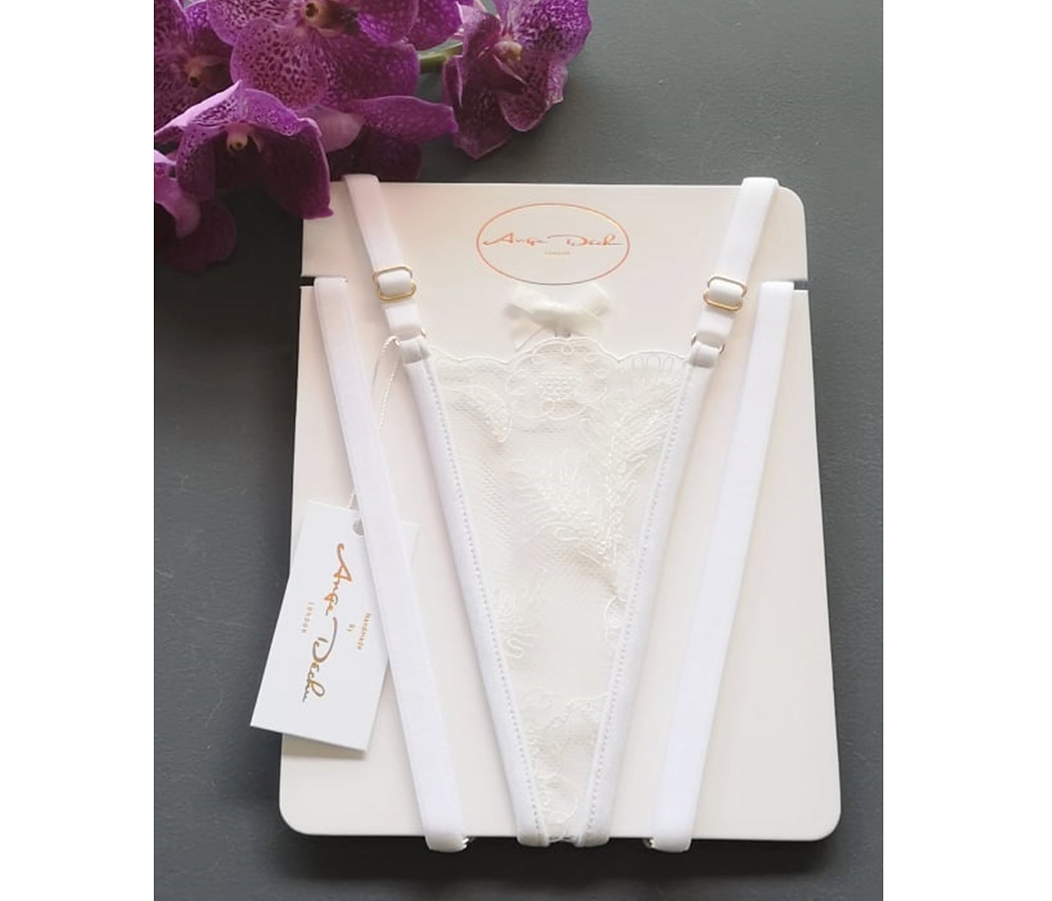 Sexy sheer see through lingerie panties gift for her in white lace high cut thong - Ange Déchu